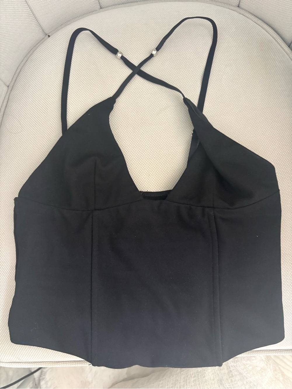 Edikted Black cross-front black corset Top